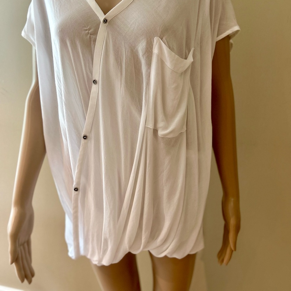 Helmut Lang White Cuffed Sleeve interesting design Top